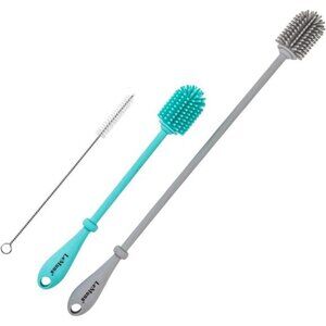 Silicone Bottle Brush, Water Bottle Cleaner Brush Set with Straw Brush